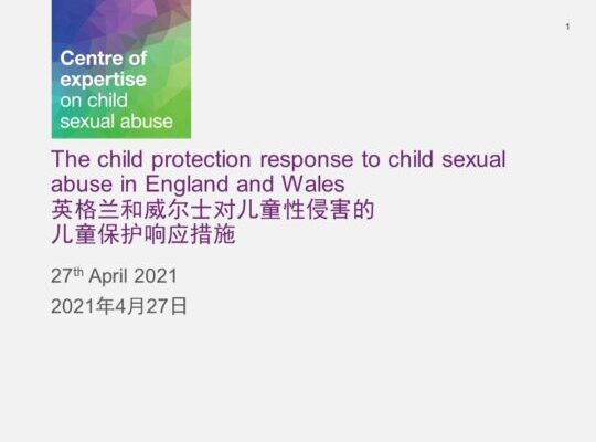 Great Britain China Centre, Centre of expertise on child sexual abuse